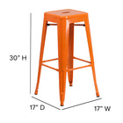 Flash Furniture 30" High Backless Metal Indoor-Outdoor Barstool with Square Seat-Drain Hole in Seat