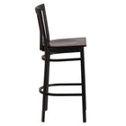 Flash Furniture HERCULES Series Black School House Back Metal Restaurant Barstool - Walnut Wood Seat - 2 Pack-Walnut Finished Wood Seat