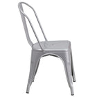 Flash Furniture Commercial Grade Silver Metal Indoor-Outdoor Stackable Chair-Curved Back with Vertical Slat