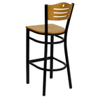 Flash Furniture - Tabouret de bar de la série HERCULES en métal noir avec dossier à lattes - dossier et siège en bois naturel-Siège en contreplaqué épais de 0,625 po
