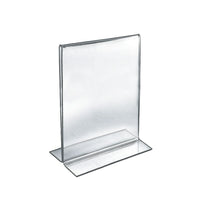 Azar Displays – Porte-affiche vertical recto/verso en acrylique sur pied, 11 x 8,5 po, transparent, 10/paquet (152714)-Ce porte-affiche sur pied est idéal pour les présentoirs sur tables de restaurants et pour les comptoirs d’accueil dans les hôtels