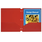 C-Line Two-Pocket Poly Portfolios with Three-Hole Punch, Red, 25 Pack (CLI32934)-Two-pocket heavyweight polypropylene folders with three-hole punch hold papers and resist tearing.