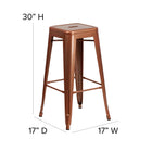 Flash Furniture Commercial Grade 30" High Backless Copper Indoor-Outdoor Barstool-Copper Powder Coated Frame Finish