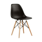 Nicer Furniture - chaise d'appoint de style Eiffel avec pieds en bois naturel - noir - paquet de 4-Siège moulé en plastique robuste de haute qualité avec une finition mate