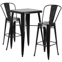 Flash Furniture – Ensemble avec table bistro et 2 tabourets, intérieur/extérieur, métal, noir (CH31330B230GBBK)-Ensemble de table et tabouret à la hauteur de comptoir