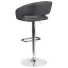 Flash Furniture Contemporary Grey Vinyl Adjustable Height Barstool with Rounded Mid-Back & Chrome Base-CA117 Fire Retardant Foam