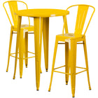 30'' Round Yellow Metal Indoor-Outdoor Bar Table Set with 2 Cafe Barstools [CH-51090BH-2-30CAFE-YL-GG]-Metal Cafe Bar Table