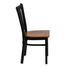 Flash Furniture HERCULES Series Black Vertical Back Metal Restaurant Chair - Cherry Wood Seat-Vertical Back Design