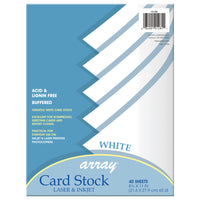 Pacon Array 8 1/2" x 11" Card Stock White, 40 Pack (PAC101281)-White