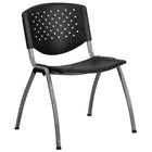 Flash Furniture HERCULES Series 880 lb. Capacity Black Plastic Stack Chair with Titanium Frame-880 lb. Weight Capacity