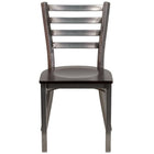 Flash Furniture HERCULES Series Clear Coated Ladder Back Metal Restaurant Chair - Walnut Wood Seat-Walnut Finished Wood Seat