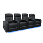 Valencia Verona Top Grain Leather Home Theatre Power Recliner, 4-Seats, Black (4-BLK-P-R)-Smooth Power Recliner