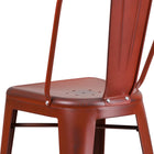 Flash Furniture Commercial Grade 30" High Distressed Kelly Red Metal Indoor-Outdoor Barstool with Back-Cross Brace under seat provides extra stability