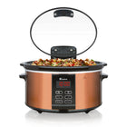 Euro Cuisine SCX6 Programmable Slow Cooker - Copper-With dishwasher - safe 6 Quart (6 L) removable oval shaped porcelain pot insert and glass lid