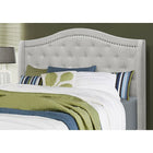 Monarch Specialties 5967Q Queen Size Bed - Light Grey Velvet With Chrome Trim-Solid wood black legs for stability