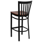 Flash Furniture HERCULES Series Black School House Back Metal Restaurant Barstool - Cherry Wood Seat-Cherry Finished Wood Seat