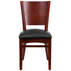Flash Furniture Lacey Series Solid Back Mahogany Wood Restaurant Chair - Black Vinyl Seat-Wood Dining Chair