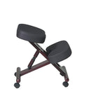 Nicer Furniture Kneeling Chair with Memory Foam - Mahogany Wooden Frame Black Fabric-Dual Wheel Casters