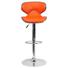 Flash Furniture Contemporary Orange Vinyl Adjustable Height Barstool with Panel Back & Chrome Base - 2 Pack-Mid-Back Design