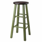Winsome Wood Ivy 29" Bar Stool Rustic Green with Walnut Seat (64230)-Bar Stool