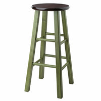 Winsome Wood Ivy 29" Bar Stool Rustic Green with Walnut Seat (64230)-Bar Stool