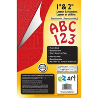 Ez Art Peel and Stick Combo Pack - 1" & 2" Red Letters and Numbers, 172 characters-Combo pack includes 1" and 2" Red Letter and Numbers