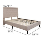 Flash Furniture Roxbury Full Size Tufted Upholstered Platform Bed - Beige Fabric-Button Tufted