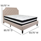 Flash Furniture Brighton Queen Size Tufted Upholstered Platform Bed in Beige Fabric with Pocket Spring Mattress-Beige Fabric Upholstery