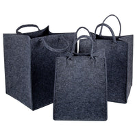 Truu Design, Rectangular Felt Storage Tote Basket, Set of 3, 15 x 13.75 x 18 inches, Dark Grey-Large basket measures 15" x 13.75" x 18", medium basket measures 13.75" x 12" x 16.5" , and small basket measures 12" x 10.5" x 15.5" in dimensions (L x H x W)