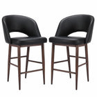 Plata Decor Exiz Stools with Walnut Metal Legs - Black - 2 Pack-Counter stool