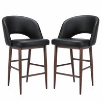 Plata Decor Exiz Stools with Walnut Metal Legs - Black - 2 Pack-Counter stool