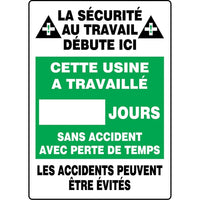 Write-A-Day Scoreboards, Cette usine a travaille XX jours sans accident avec perte de temps, SEE334-Language - French