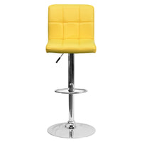 Flash Furniture – Tabouret de bar matelassé ajustable en vinyle jaune et à pied chromé (DS810MODYEL)-Tabouret de style contemporain