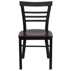 Flash Furniture HERCULES Series Black Three-Slat Ladder Back Metal Restaurant Chair - Mahogany Wood Seat - 2 Pack-Set of 2 Metal Dining Chairs