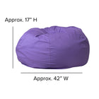 Flash Furniture Oversized Solid Purple Bean Bag Chair-Spot Clean with Damp Cloth