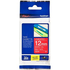 Brother TZE435 tape for P-Touch 8m x 12mm - White on Red-Black On Red