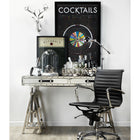 Plata Import Line Office Writing Desk - Stainless and Black Glass - Black-Stainless and Black Glass