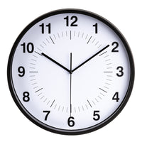 Gry Mattr 12" Round Contemporary Silent Ticking Clock - Black Frame-Plastic Frame