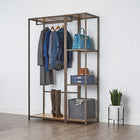 TRINITY Modular Bamboo Closet Organizer - 2-Piece Set, Bronze Anthracite (TBFPRA-2704)-1 Bamboo Garment Rack: 2 Fixed Bamboo Shelves - 28.4" x 20" / 1 Hanging rod with 200 lbss total weight capacity