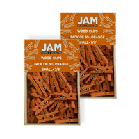 JAM Paper Wood Clothing Pin Clips, Small 7/8, Orange, 2 Packs of 50, 100 Total (230729133a)-Orange-coated Wood