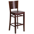 Flash Furniture Lacey Series Solid Back Wood Restaurant Barstool - Walnut-800 lb. Weight Capacity