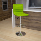 Flash Furniture Contemporary Green Vinyl Adjustable Height Barstool with Horizontal Stitch Back & Chrome Base-Height Adjustable Seat with Gas Lift