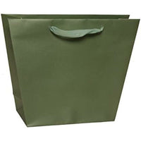 Jam Paper - Sacs-cadeaux trapézoïdaux mats avec poignées en corde - 9 po x 4 po x 10 po, paquet de 100-Couleur : vert métallisé.