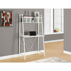 Monarch Specialties 7163 32" Computer Desk - White Top/White Metal-Finished on all sides, featuring 3 ladder style storage shelves plus a large display shelf on top, and a spacious easy to clean top for working on your laptop, studying, or writing.