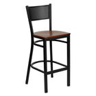 Flash Furniture – Tabouret de bar pour restaurant HERCULES en métal noir, dossier grillagé, assise en cerisier-Capacité de poids de 500 lb