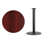 Flash Furniture 36'' Round Laminate Table Top, Mahogany with 24'' Round Bar-Height Table Base (XURD36MATR24B)-Mahogany Laminate Top