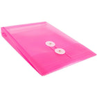 JAM Paper Enveloppes en plastique avec fermeture à bouton et ficelle, 6 1/4 x 9 1/4 po, fuchsia, paq.12-Ouverture : ouverture au bout