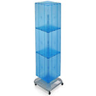 Azar Displays 60" x 14" x 14" 4-Sided Interlocking Pegboard Floor Display, Blue (701465-BLU)-Revolves on square, wheeled base