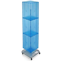 Azar Displays 60" x 14" x 14" 4-Sided Interlocking Pegboard Floor Display, Blue (701465-BLU)-Revolves on square, wheeled base