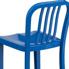 Flash Furniture Commercial Grade 24" High Blue Metal Indoor-Outdoor Counter Height Stool with Vertical Slat Back - 2 Pack-Blue Powder Coated Frame Finish